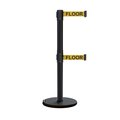 Montour Line Retractable Belt Dbl Roller Stanchion, 2.5ft Black Post  9ft. Y.Wets ME630D-BK-CAWETYB-90